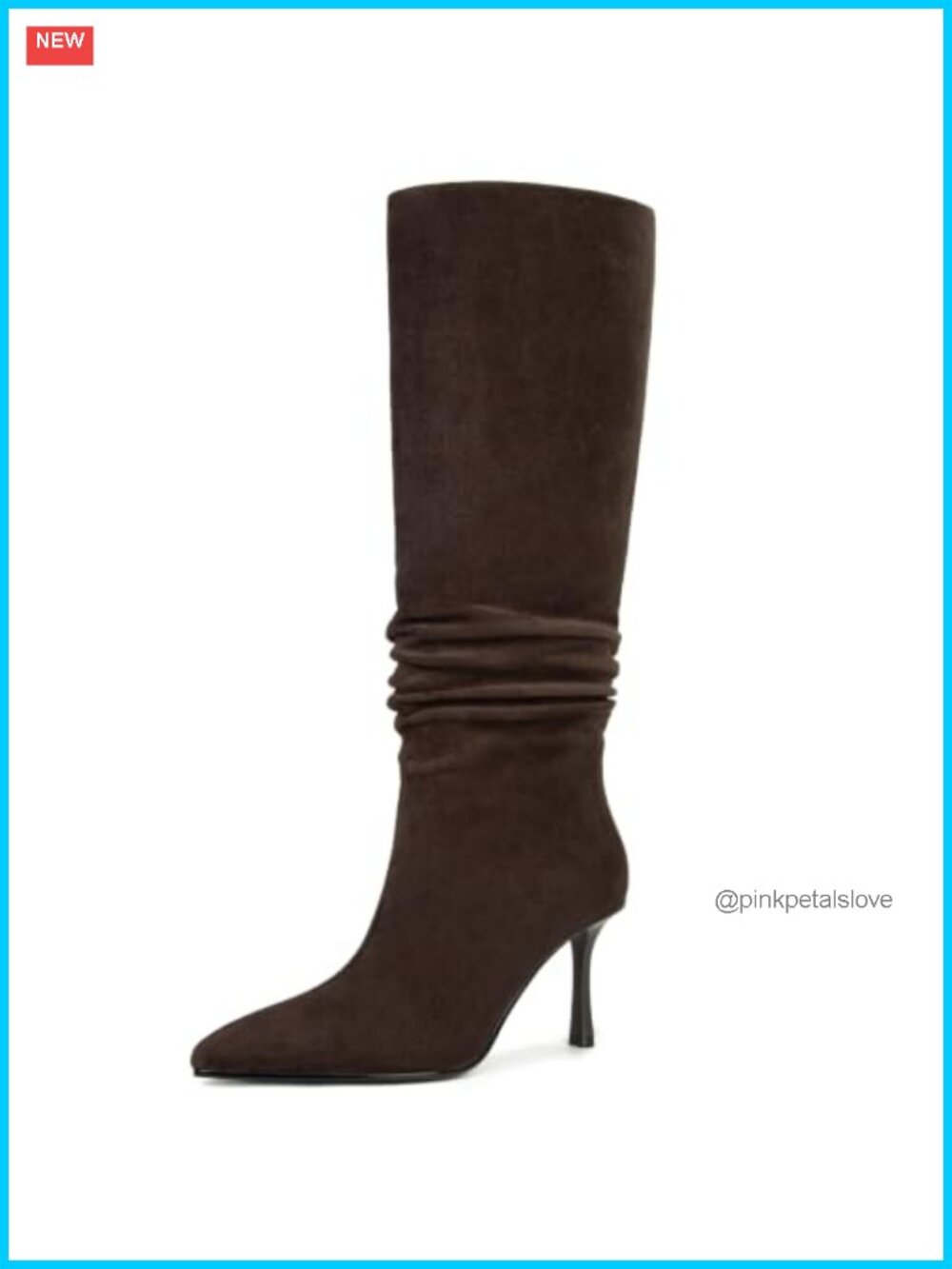 Slouch Knee High Boots Faux Suede Pointed Toe Stiletto Heel Side Zip